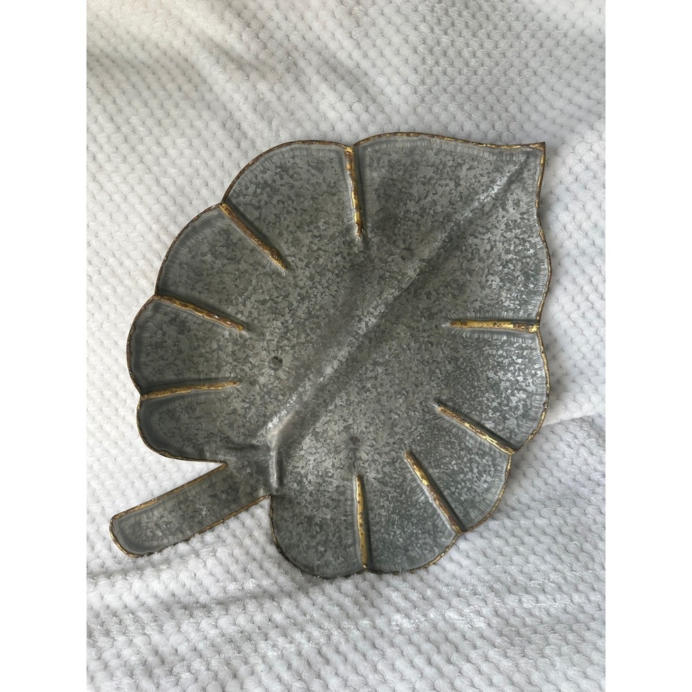 Large Metal Leaf Tray Coffee Table Centerpiece Home Decor